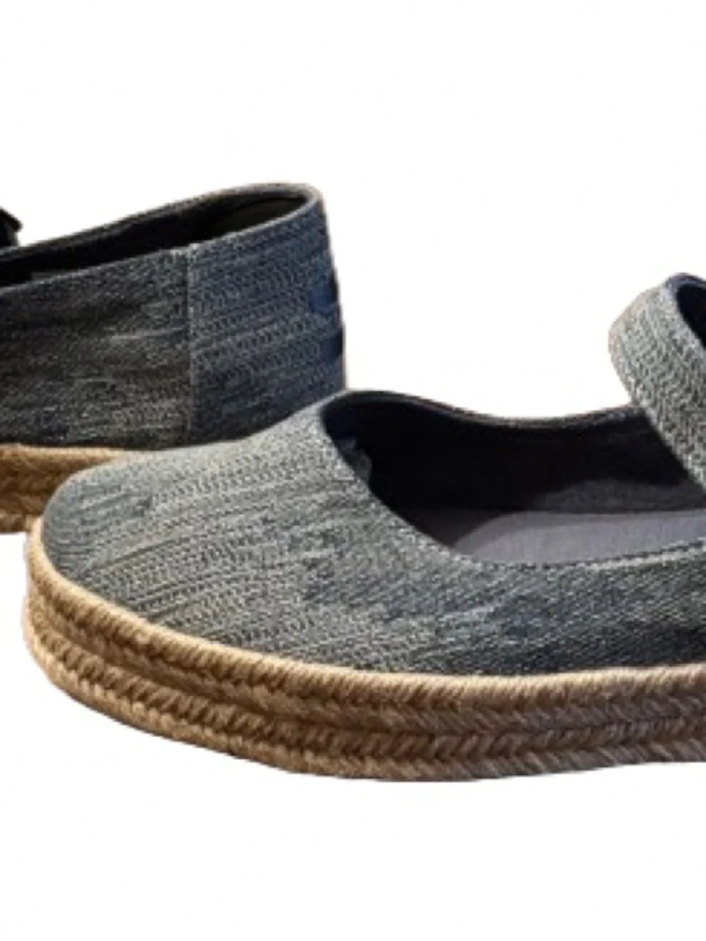 TOMS Carolina Mary Jane Espadrille Flats Dark Sky Denim Size 10 Like New